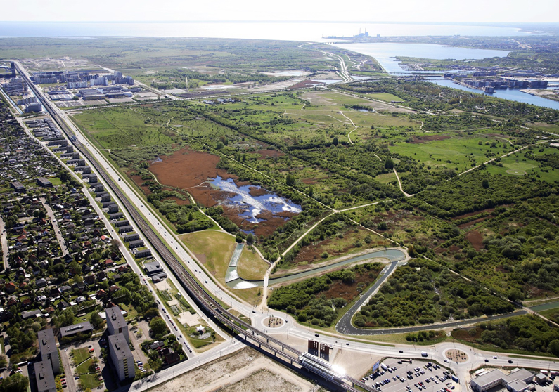 Vue aérienne du parc naturel d'Amager- Pluskontoret Arkitekter